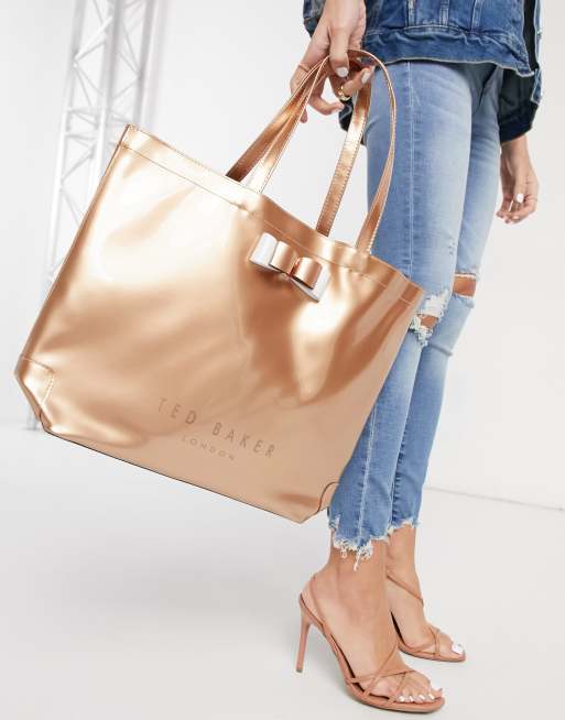 Ted Baker – Hanacon – Duża torebka z kokardką w odcieniu różowego złota