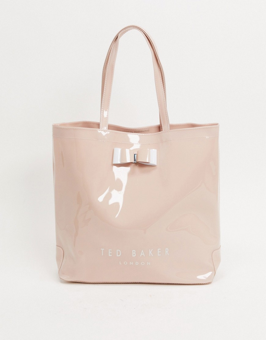 Ted Baker hanacon patent bow large icon bag-Pink