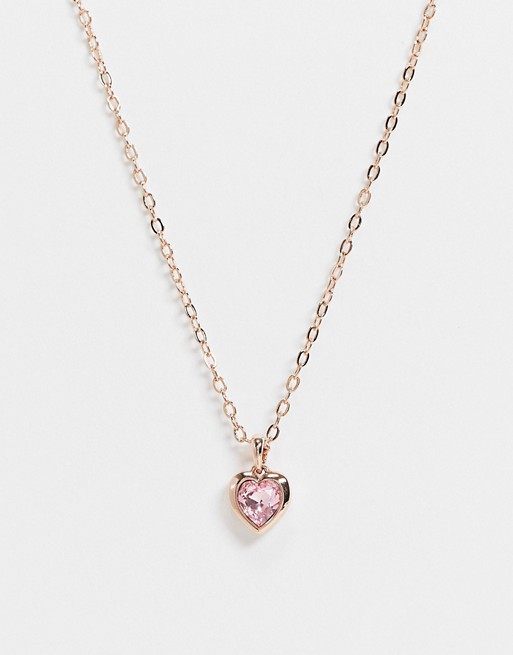 Ted Baker Hannela crystal heart pendant necklace in pink and rose gold