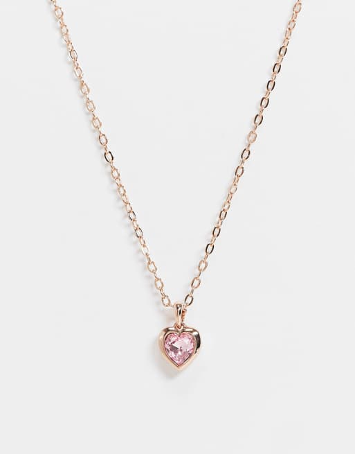 Ted Baker Hannela crystal heart pendant necklace in pink and rose gold