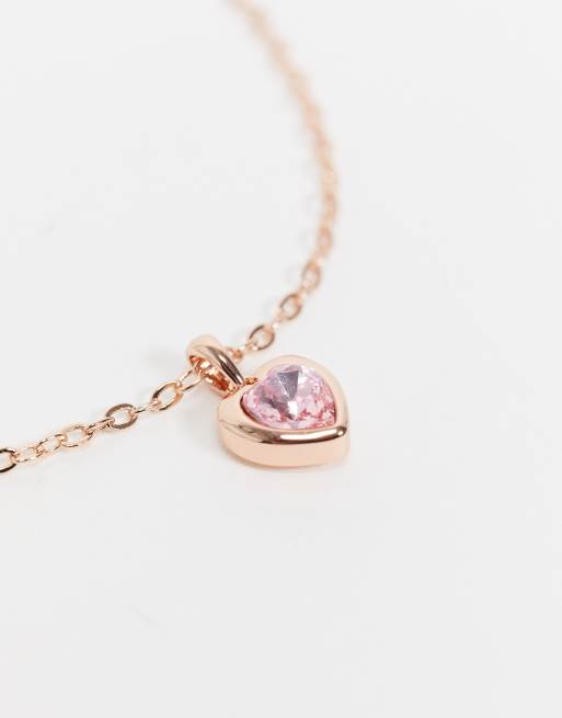 Ted Baker Hannela crystal heart pendant necklace in pink and rose gold