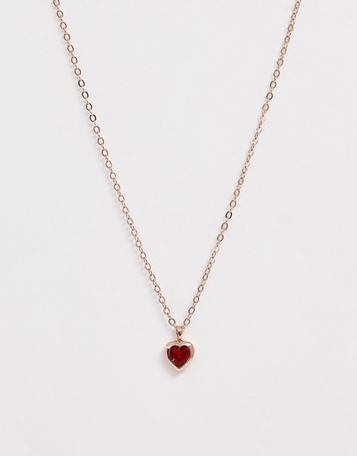 Ted Baker Hannela rose gold pendant necklace with red Swarovski crystal