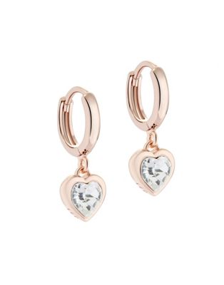 Ted Baker Hanny crystal heart huggy hoop earrings in rose gold | ASOS