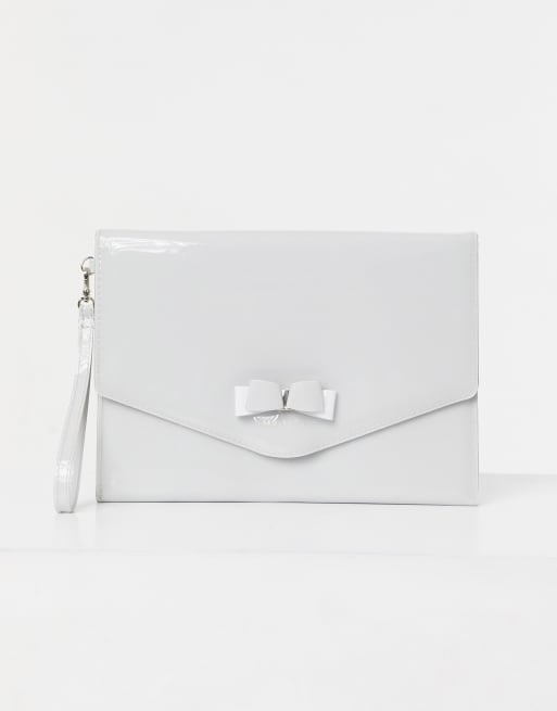 Ted Baker Harliee bow envelope clutch bag in gray