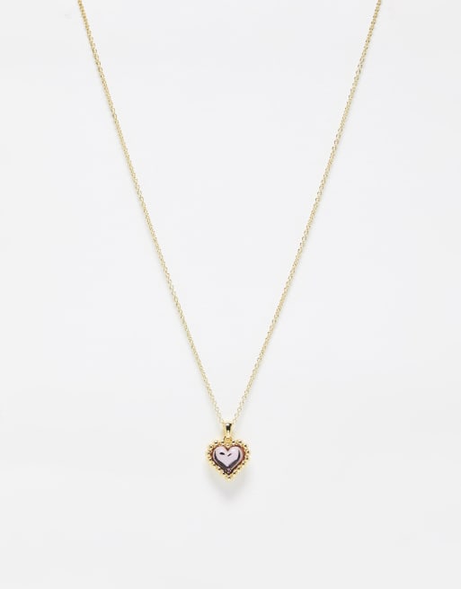 Ted Baker - Harlyyn - Collier avec pendentif cœur en verre rose - Doré