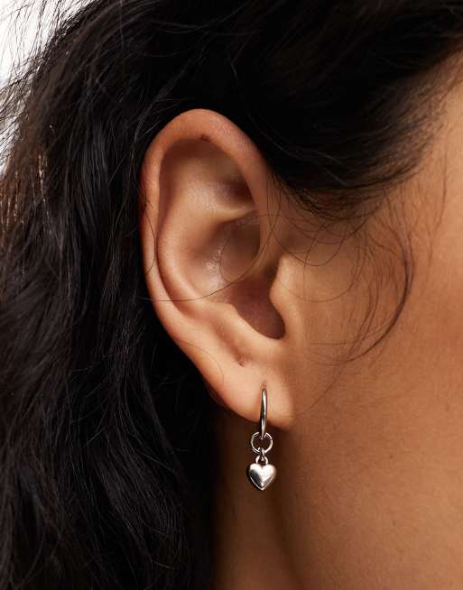 Ted Baker - Harrye - Orecchini a cerchio color argento con ciondolo con cuore