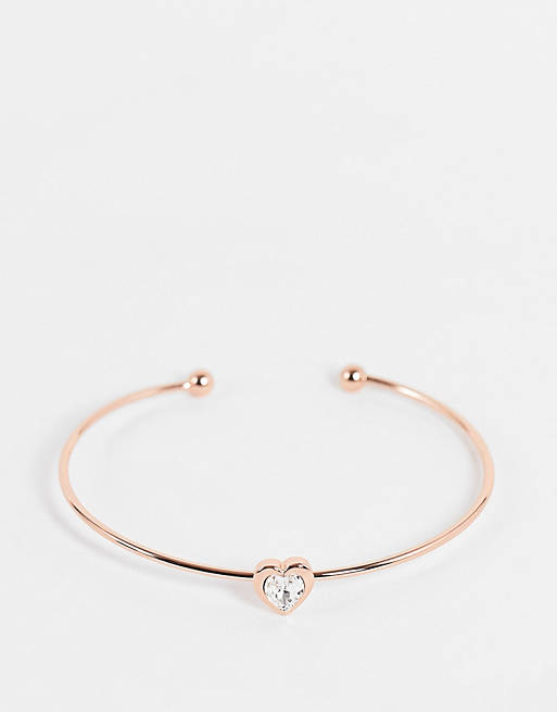 Ted Baker Hasina crystal heart ultra fine cuff in rose gold | ASOS