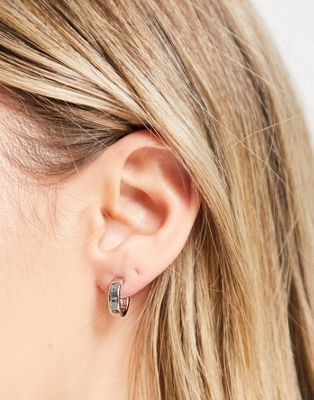 Ted Baker Helanna logo hoops earrings in silver