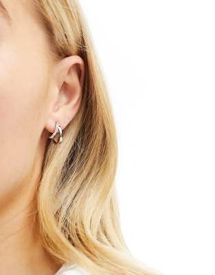 Ted Baker helias double huggie hoop earrings with crystals