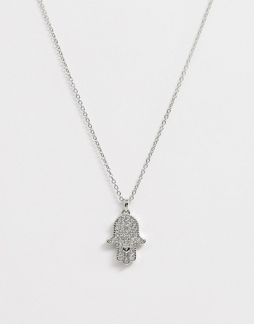 Ted Baker Hensa Hand Pendant Necklace In Silver