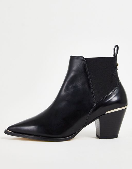 Ted Baker hi-shine leather western boot in black | ASOS