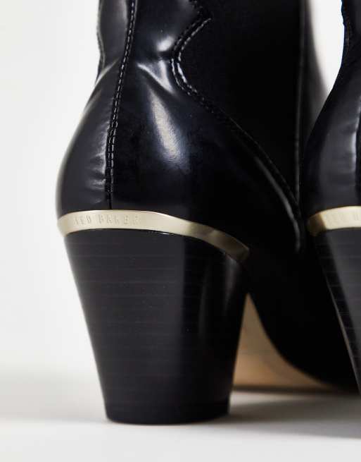 Ted Baker hi shine leather western boot in black ASOS