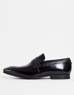Ted Baker high shine leather loafers in black