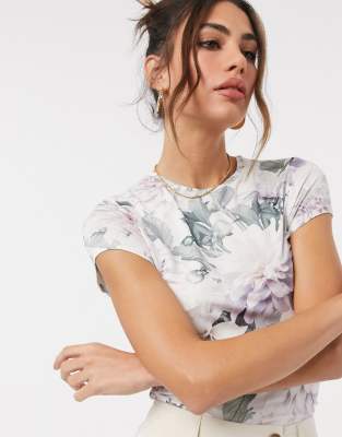 Ted Baker Hilmaa clove fitted tee shirt in white - ASOS Price Checker