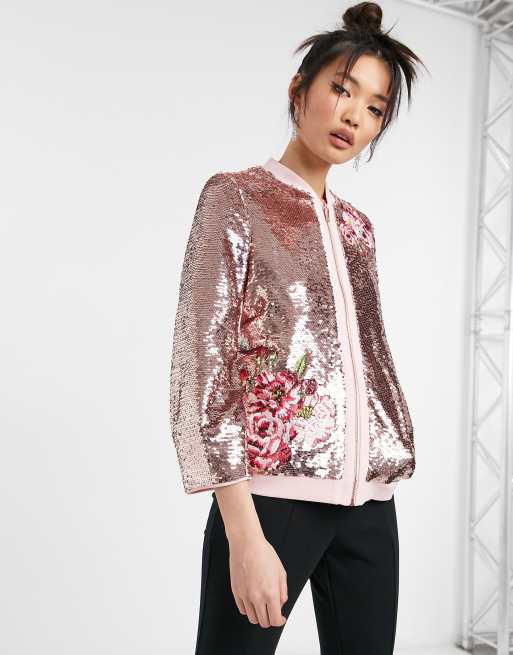 Asos sequin hot sale bomber jacket