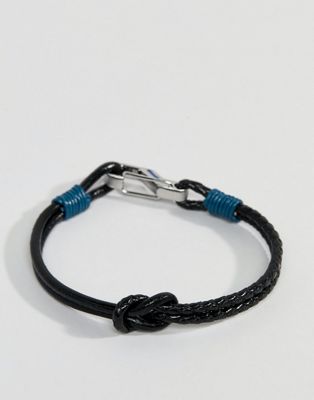 Ted Baker - Ivvry - Geknoopte leren armband in zwart en blauw