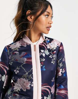 Ted Baker jacquard bomber in navy | ASOS