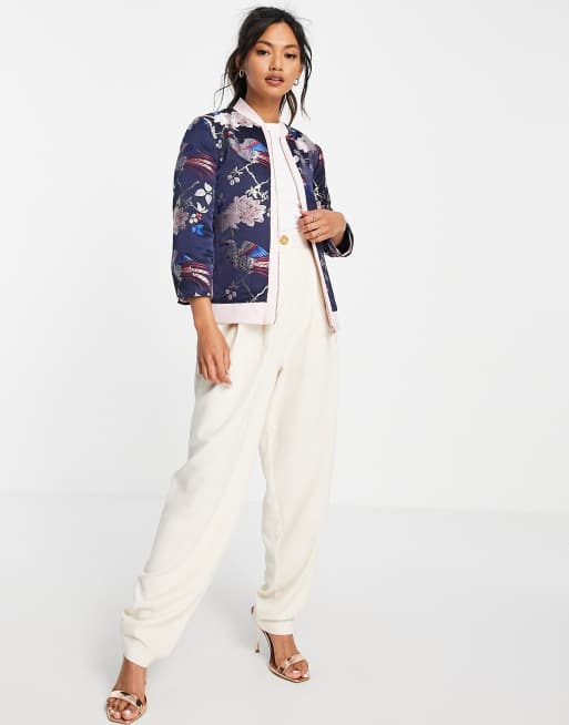 Ted Baker jacquard bomber in navy | ASOS