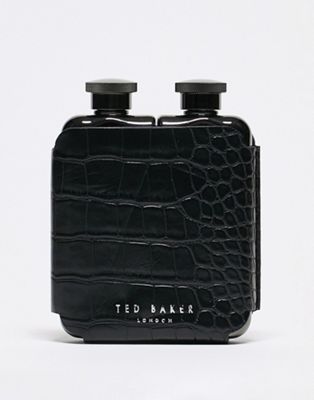 Ted Baker Jason croc effect double hip flask in black