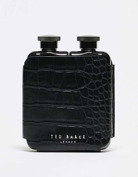 Ted Baker Jason croc effect double hip flask in black - view 1