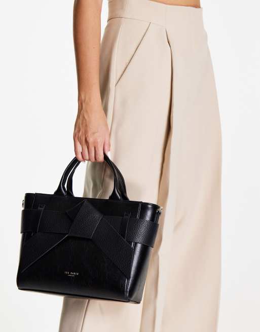 Ted Baker Jimsa PU bow tote bag in black | ASOS