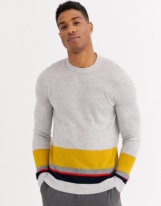 Ted Baker jumper with colourful stripes in grey
