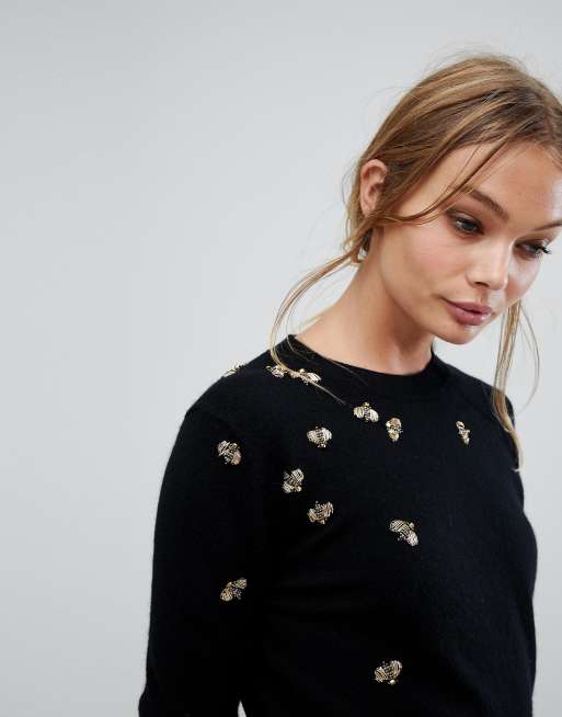 Bee shop embellished jumper