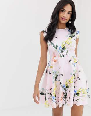 karsali elegance scallop skater dress