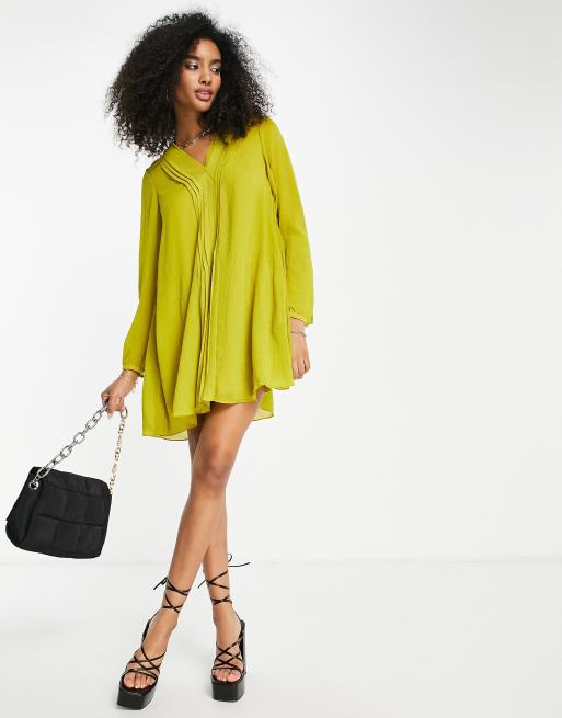 Ted Baker – Kaynie – Gul, plisserad miniklänning, 4 av 4