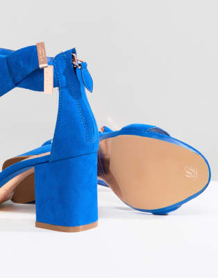 navy suede block heel shoes