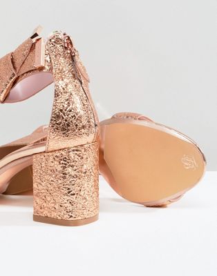 ted baker kerrias rose gold leather block heeled sandal