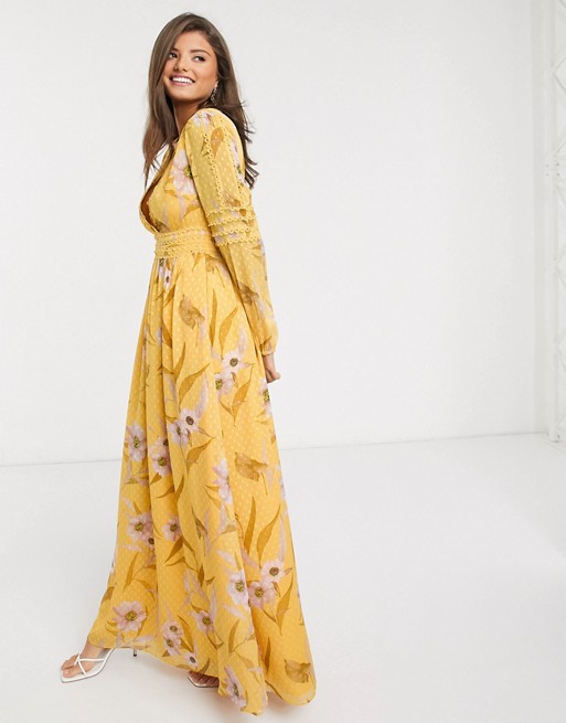 Ted Baker kiala floral maxi dress in yellow