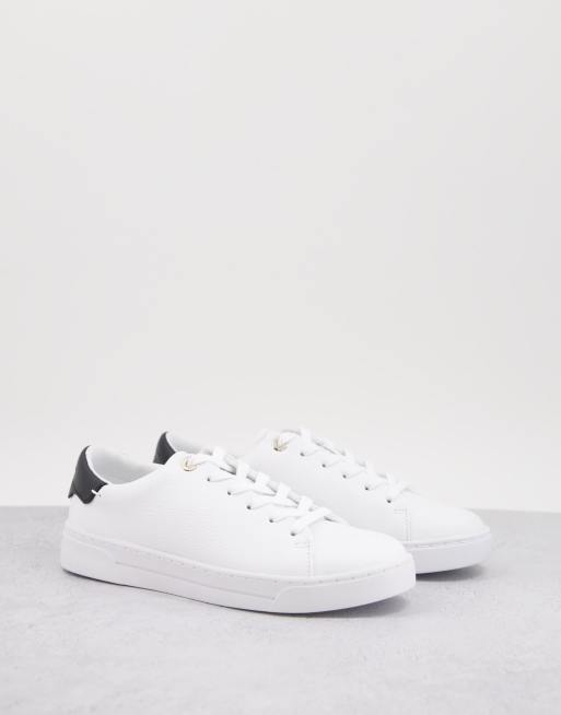 Ted Baker Kimmii tumbled leather trainer in white | ASOS