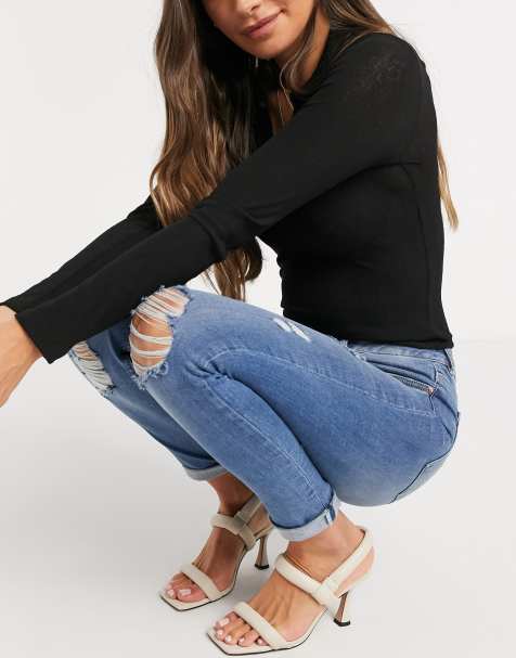 Ted Baker – Kimmle – Blå, slitna skinny jeans