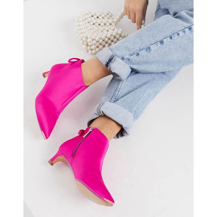 Pink kitten heel on sale boots