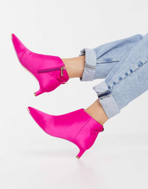 pink kitten heel boots