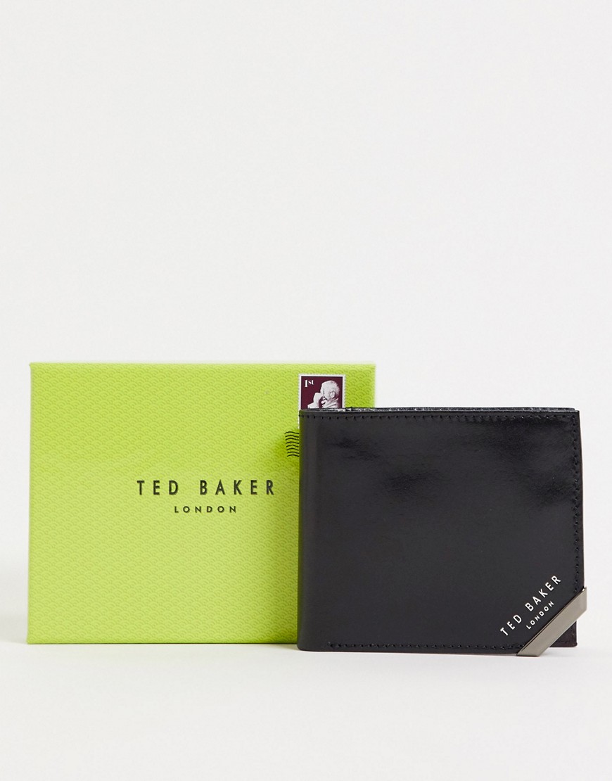 Ted Baker - Koring - Portafoglio nero con angoli in metallo