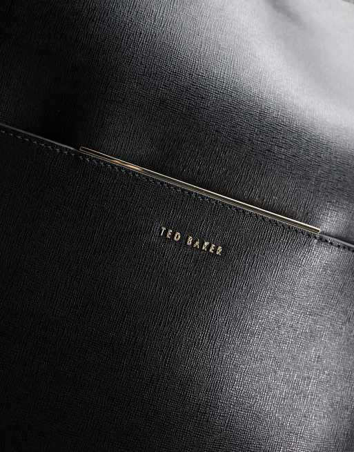 Ted Baker Krysten Bar-detail Saffiano Leather Mini Tote Bag In Black |  ModeSens