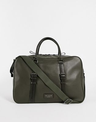 Ted Baker leather holdall in khaki