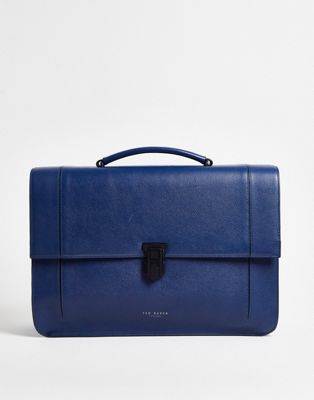 Ted Baker leather messenger bag in blue