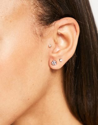 Ted Baker Lenana floral stud earring in rose gold & silver glitter