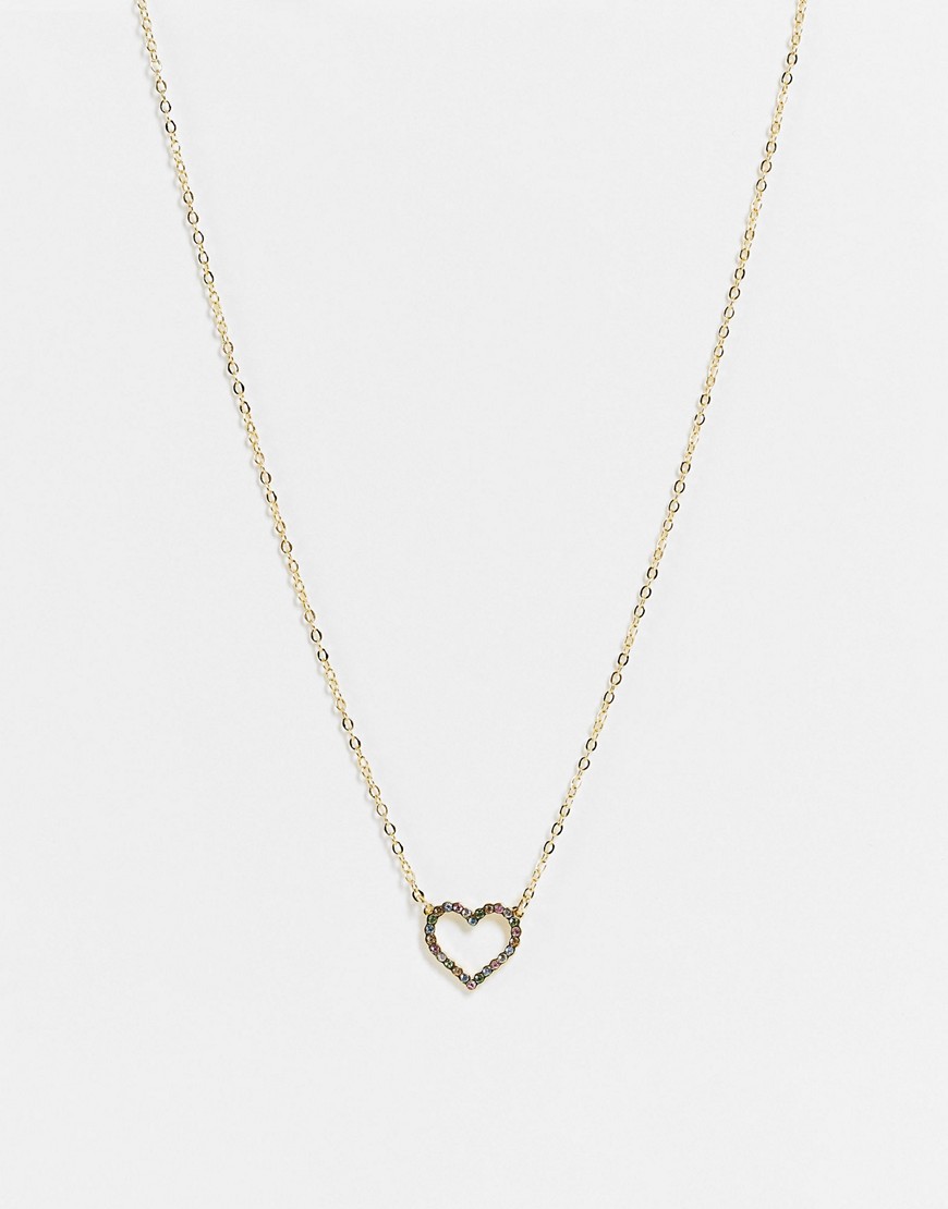 Ted Baker Lendra crystal heart pendant necklace in rainbow and gold