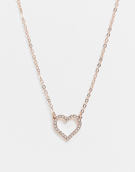 Ted Baker Lendra crystal outline heart necklace in rose gold