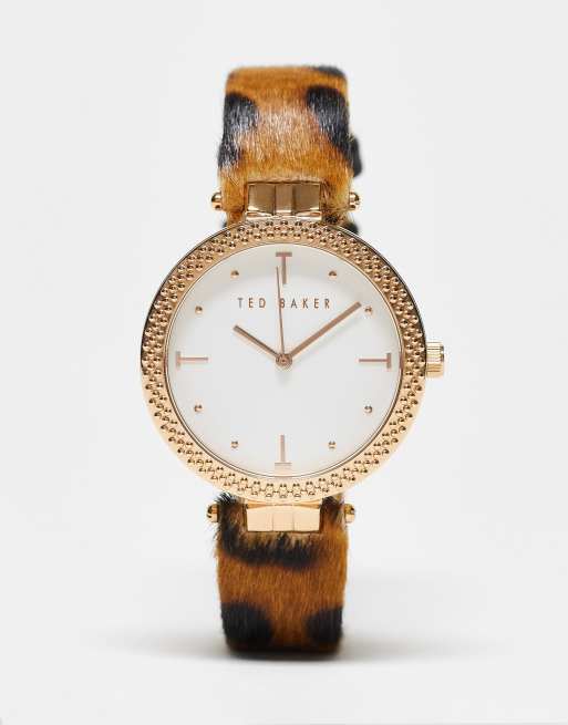 Ted Baker – Leopardmönstrad klassisk armbandsklocka