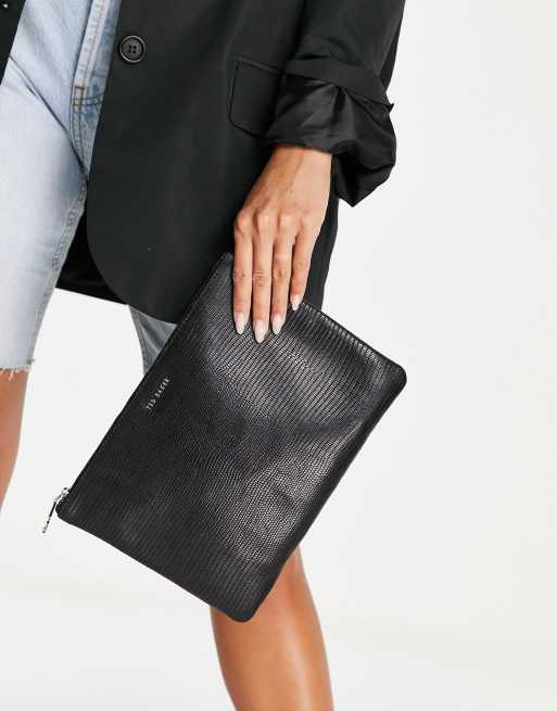 Ted Baker - Lizardy - Grote clutch in zwart