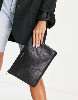 Ted Baker Lizardy large clutch bag in black