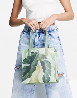 Ted Baker Lizzcon palm print tote bag in green