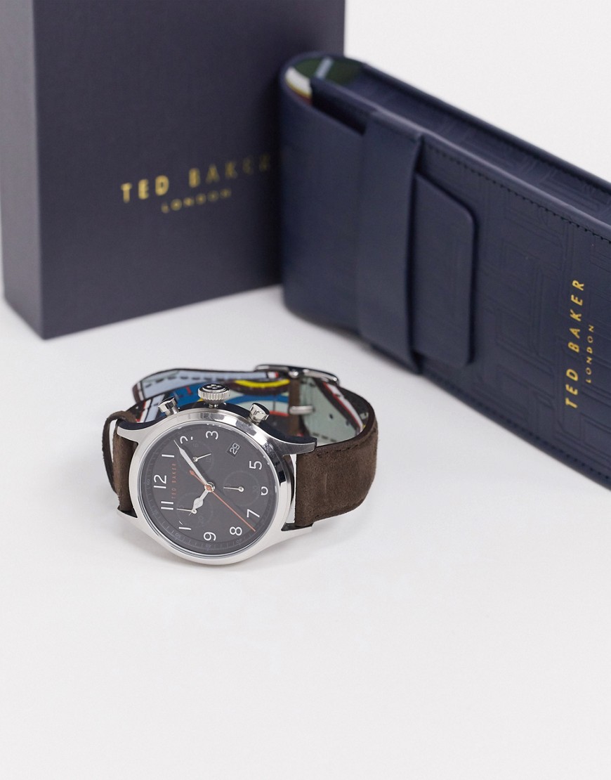 Ted Baker Lngisla leather watch in brown 42mm