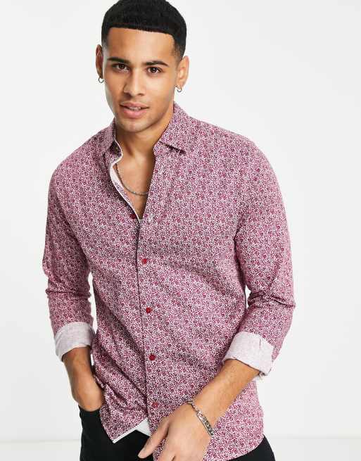 Ted Baker Long Sleeve Floral Print Shirt in Blue for Men