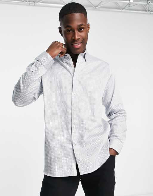 Ted Baker long sleeve shirt with geo print in blue | ASOS